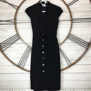 Calvin Klein Dress 2 Black Sheath Stretch Belted